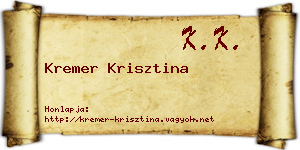 Kremer Krisztina névjegykártya